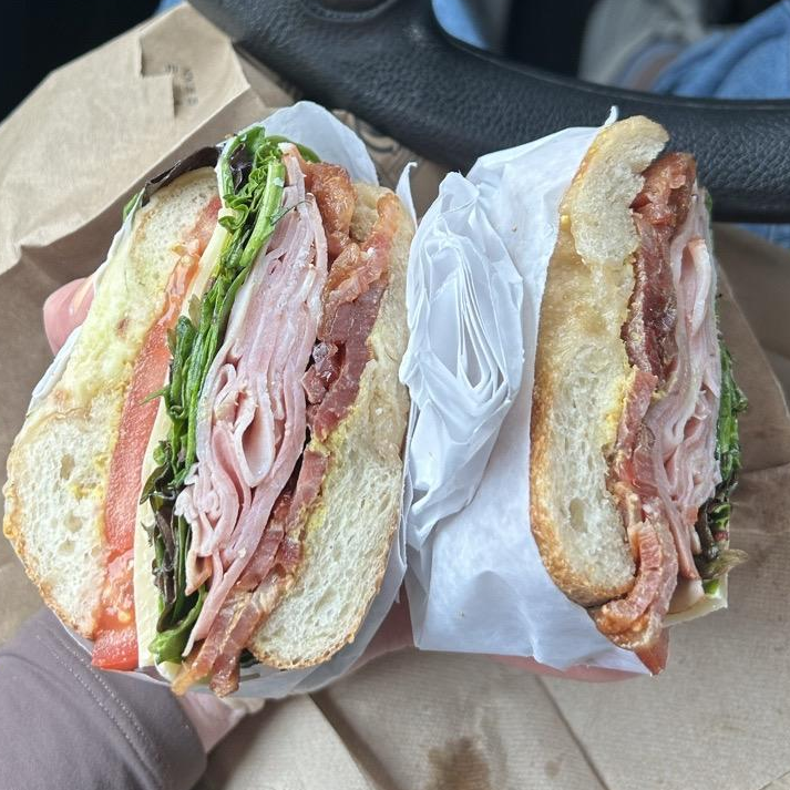 Photo of this is the ham & cheese with bacon on an asiago bagel :) yum from Exodus Bagels