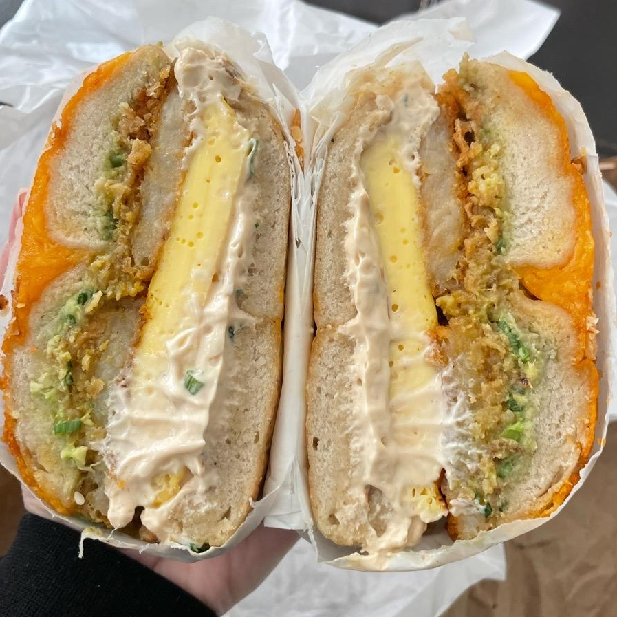 Photo of Bagel sandwich with hashbrown from Tilly Bagel Shop