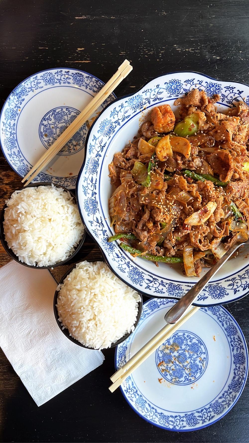 Photo of Large mala plate:
- spicy 
- tofu puff 
- string beans
- beef & lamb
- + more veggies/toppings from Mala Restaurant